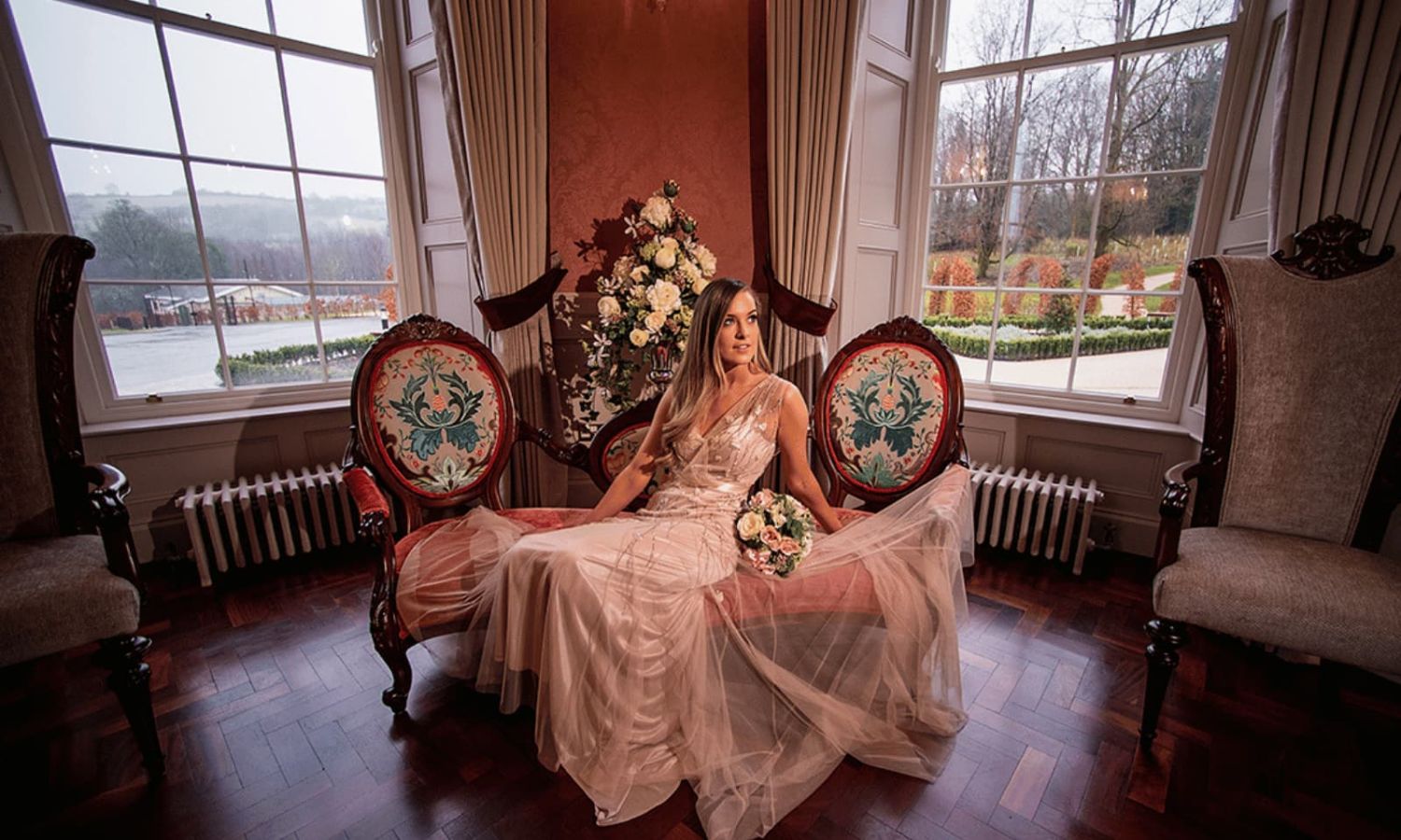Bride in the Stewart Drawing Room at Rockhill House Estate Letterkenny County Donegal